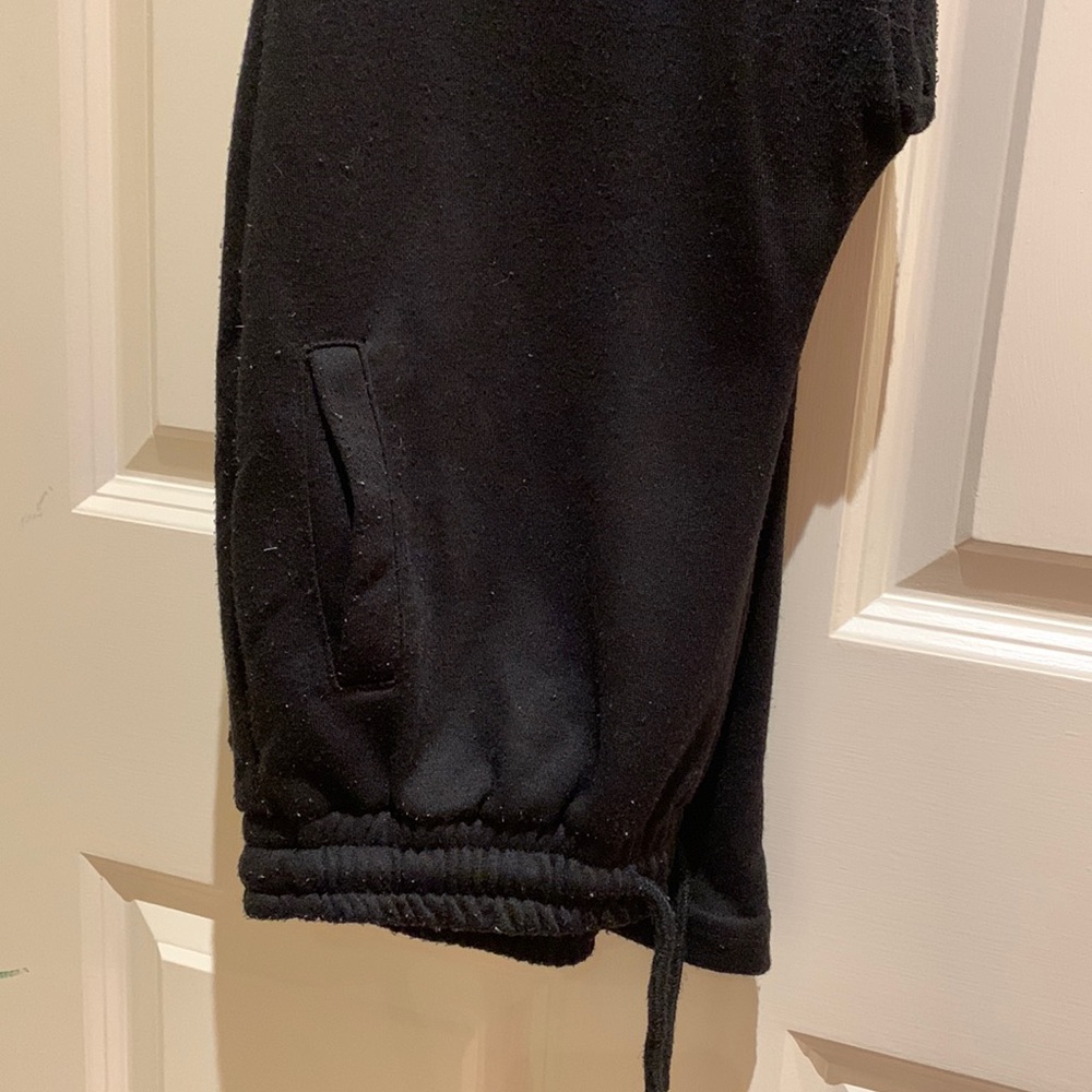 black stacked joggers